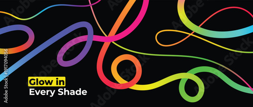 Vibrant neon colors in a dark background with glow effect