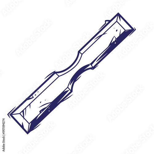 Grunge texture Blue metal chisel tool for cutting and shaping wood or stone  hand drawn illustration Vintage Style