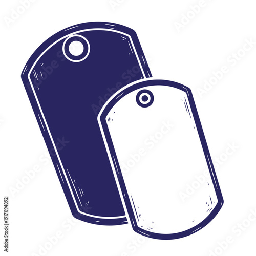 Grunge texture Dog tags in blue and white on white background  identification tags  military style Vintage Style