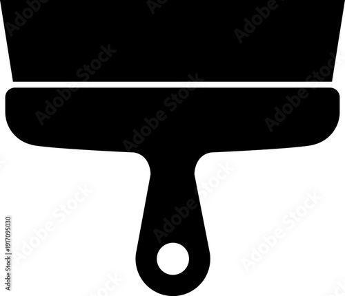 Wide Putty Knife Spatula Icon Black Silhouette Isolated on White