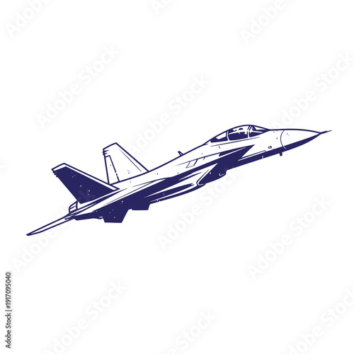 Grunge texture Fighter jet flying through the air with pointed nose and wings attached  military aircraft in flight Vintage Style