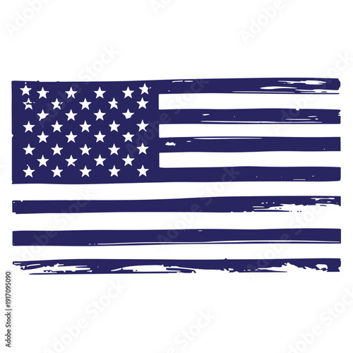 Grunge texture Grunge style American flag with blue and white colors and stars on left side  symbol of United States of America Vintage Style