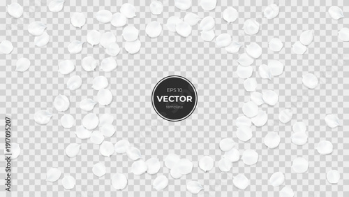Elegant white petals forming a circular pattern on a transparent background.