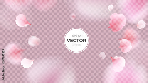 Soft pink petals floating on a transparent background, perfect for elegant designs.