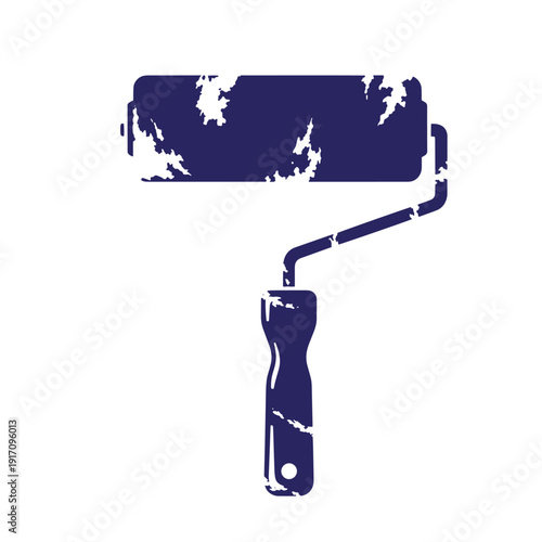 Grunge texture Paint roller with handle tool for painting walls and surfaces  household and construction equipment Vintage Style