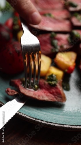 Delicious dishes at a European restaurant. Close-up