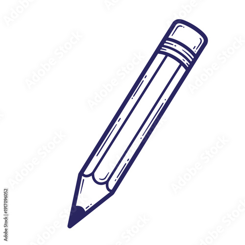 Grunge texture Pencil drawing tool with pointed tip and eraser on top used for writing and sketching Vintage Style