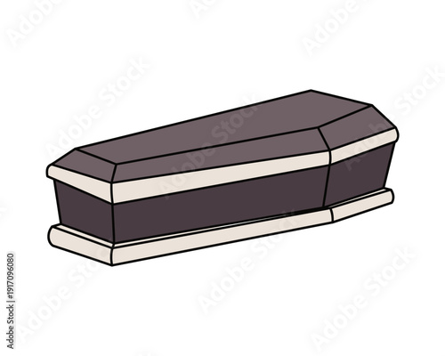 Coffin Illustration, Mourning Ritual, Graphic Design, Somber Environment, Static View, Death Concept