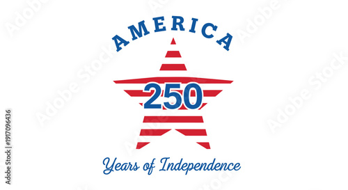 American independence 250th anniversary logo, patriotic star symbol with text, vector illustration isolated on transparent background