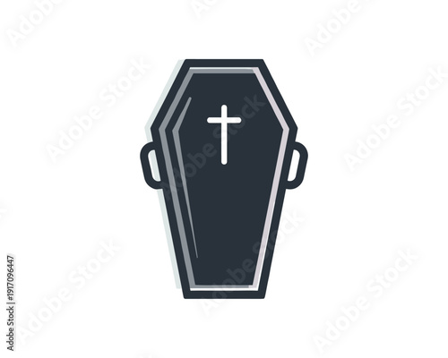 Funeral Procession, Coffin, Cemetery, Illustration, Somber Atmosphere, Front View, Remembrance Concept