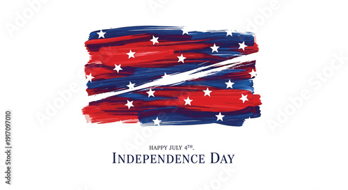 Happy 4th of July Independence Day brush stroke vector icon with American flag design and patriotic text