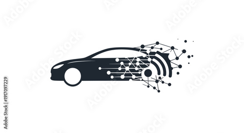 Modern Car with Wireless Connectivity Technology.