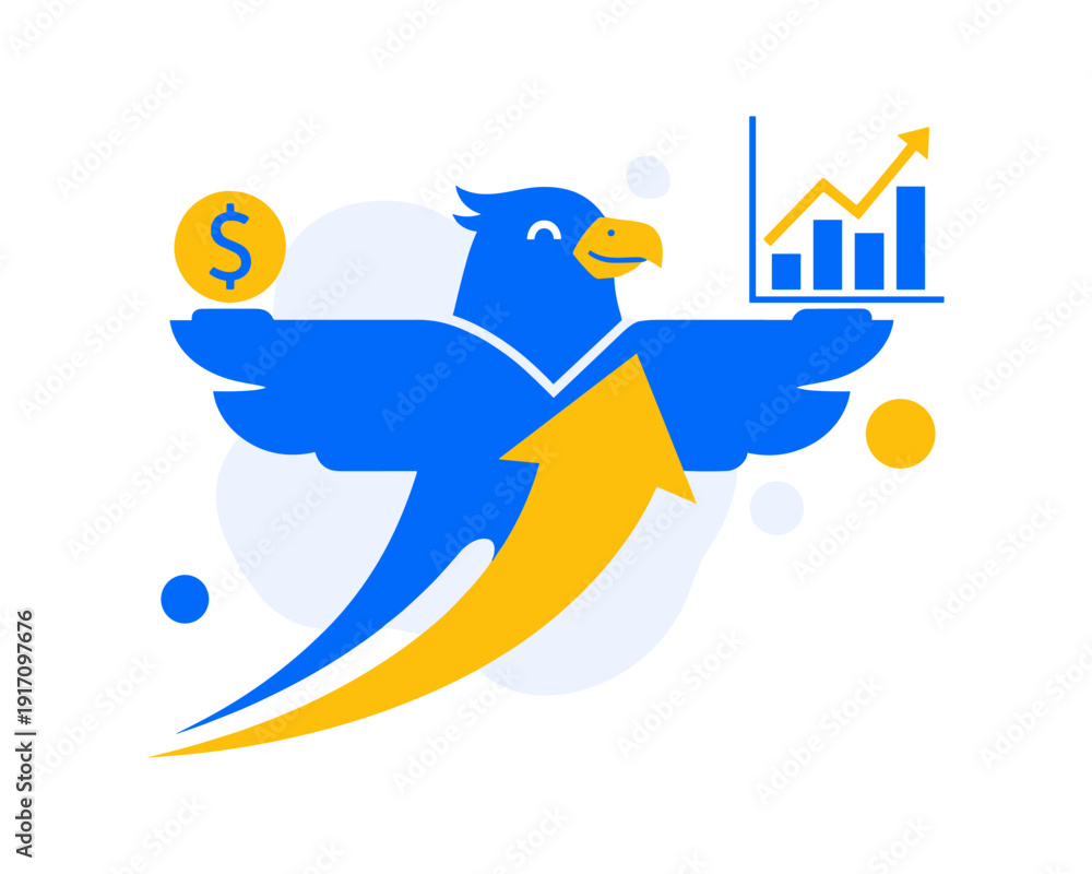 Obraz premium Eagle with Graph and Dollar Symbol in Modern Graphic Design
