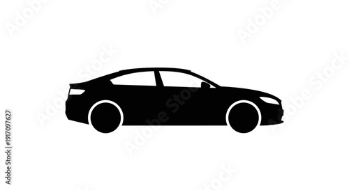 Black Silhouette of Modern Car Profile.