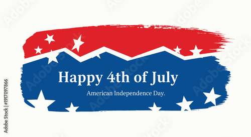 Patriotic 4th of July banner with American Independence Day text, vector illustration.