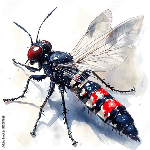 watercolor of Firefly, vector clipart, isolated on a white background.