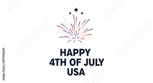 Patriotic 4th of July USA celebration icon with fireworks and stars, isolated on transparent background