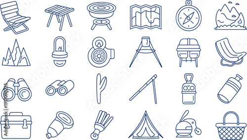 Collection of travel and outdoor icons