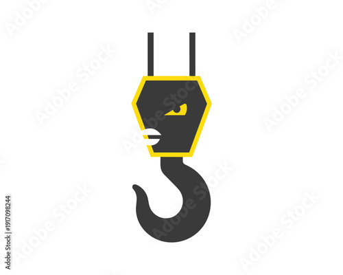 Hook Mechanism in Use at Construction Site - Vector Illustration in a Modern Environment