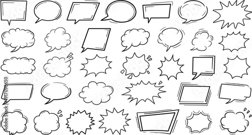 Collection of various speech bubbles and thought clouds