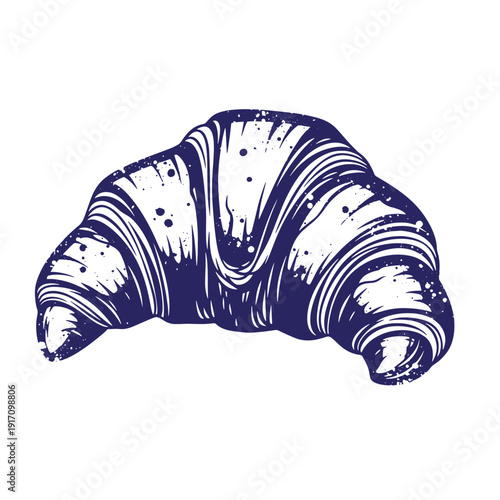 Grunge texture Croissant pastry with a white background Vintage Style