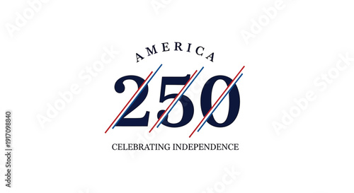 America 250 logo, Celebrating Independence typography, patriotic vector design element