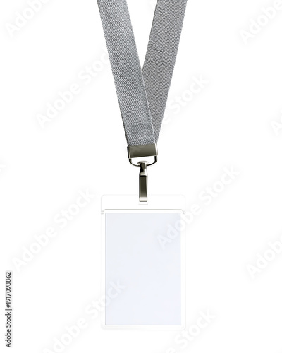 Blank lanyard id white badge card for professionals, transparent background. 