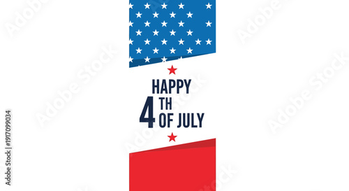 Patriotic 4th of July greeting card vector, Happy 4th of July text on American flag colors
