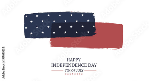 Independence Day greeting card with American flag design and Happy Independence Day text, 4th of July celebration