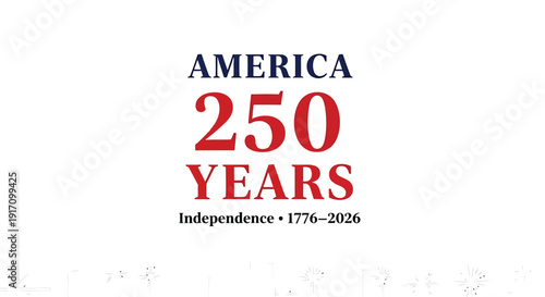 America 250 years independence celebration vector logo, commemorating 1776-2026 with patriotic theme