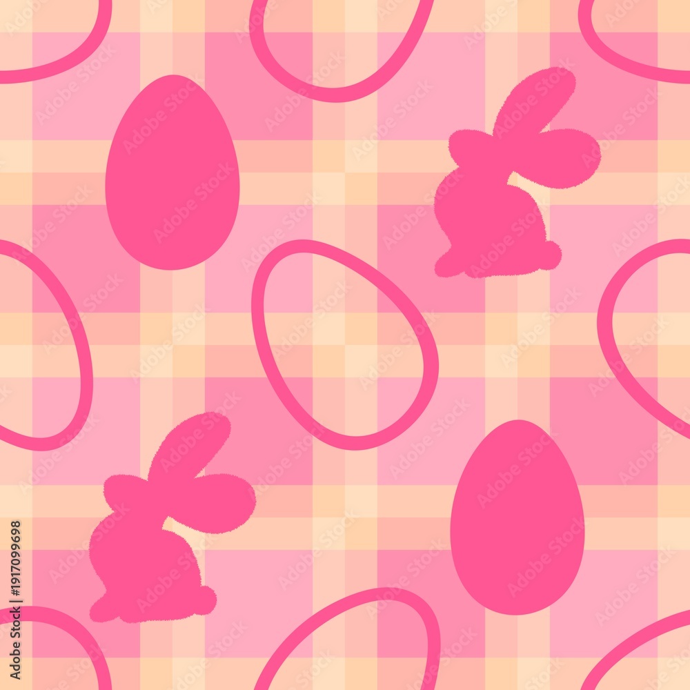 Fototapeta premium Easter eggs seamless rabbits pattern for fabrics and linens and kids clothes print and spring party accessories