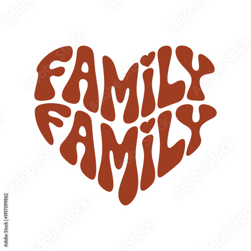 A heart shaped logo with the word 'family' written in a playful, brown font.