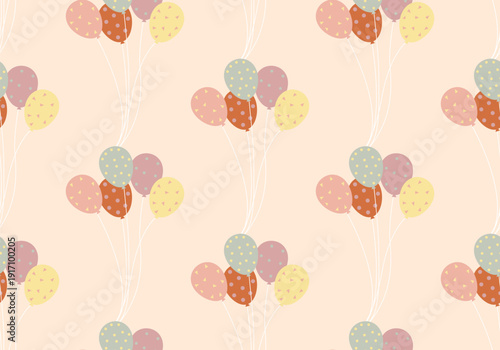Birthday seamless pattern with colorful balloon design. Seamless pattern with cute colorful party air balloons