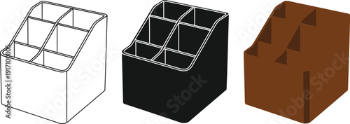 Modern desktop organizer with multiple compartments in various color options