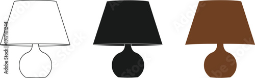 Modern table lamp designs in various colors and outline styles presented