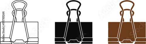 Three binder clips illustrated in various colors on a white background