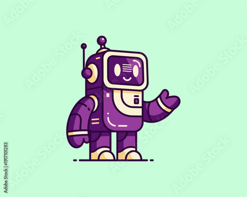 Robot Character Design, Fun Vector Art, Digital Illustration, Playful Environment, Creative Concept, Modern Viewpoint