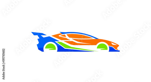 Colorful Sports Car Vector Graphic Illustration.