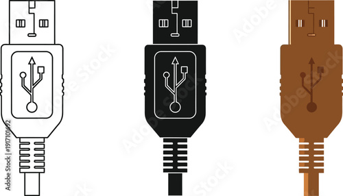 Three usb flash drives depicted in varying colors and design styles