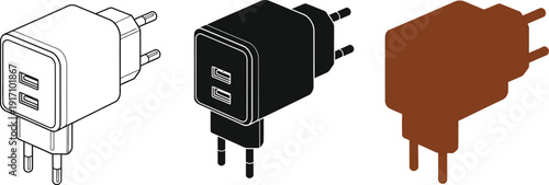 Dual usb port wall charger adapters in various color schemes available