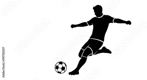 Soccer Player Kicking Ball Silhouette.