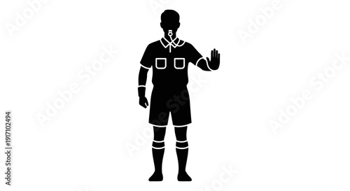Rugby Player Silhouette Standing with Ball.