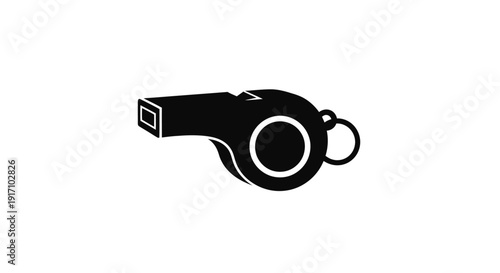 Black Whistle on White Background.