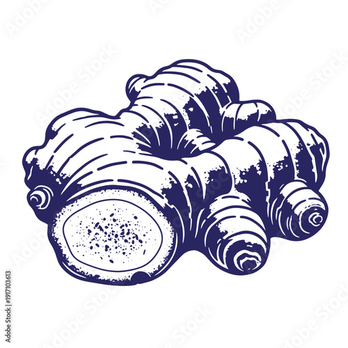 Grunge texture Croissants illustration in blue ink style on white background  flaky pastry breakfast food Vintage Style