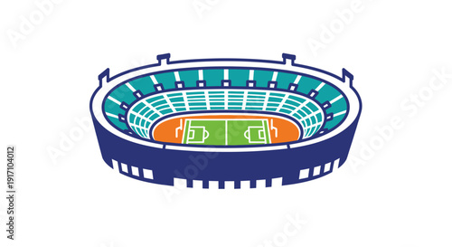 Stadium with Football Field and Seating.