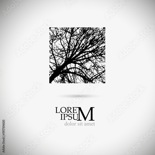 Abstract object logo tree green branches. hand drawn. Not AI, Vector illustration