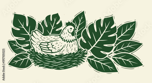 Humorous Easter Chicken Newspaper Clipping Collage Funny Tropical Hen Art