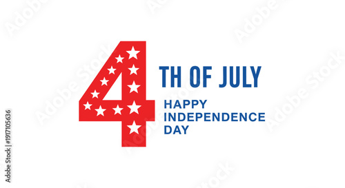 Patriotic 4th of July icon with stars and text, isolated on transparent background