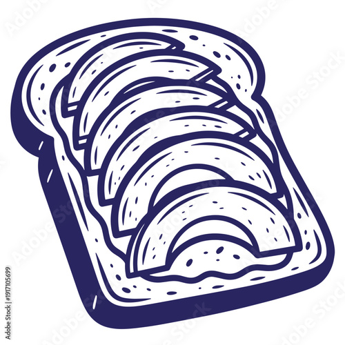 Illustration of a loaf of sliced bread on a white background