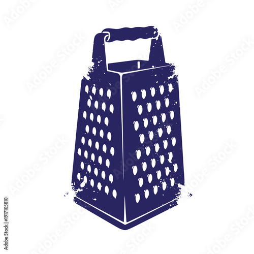 Grunge texture Vintage blue grater with handle for kitchen use  a retrostyle kitchen tool for shredding and grating food Vintage Style